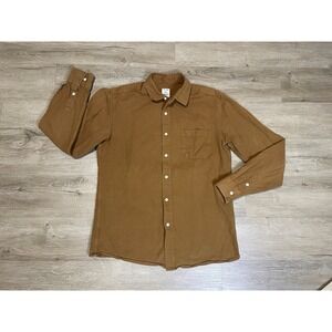 Pour Homme Mammoth Brown Shirt Mens Sz L Brown Solid Long Sleeve Canvas